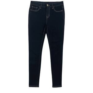 Forever 21 Dark Wash Skinny Denim Jeggings Size 26 Yellow Stitching